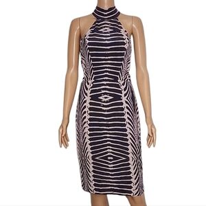 Anthropologie Charlie Jade Pink/brown‎ Silk dress Sleeveless mock neck Size SP